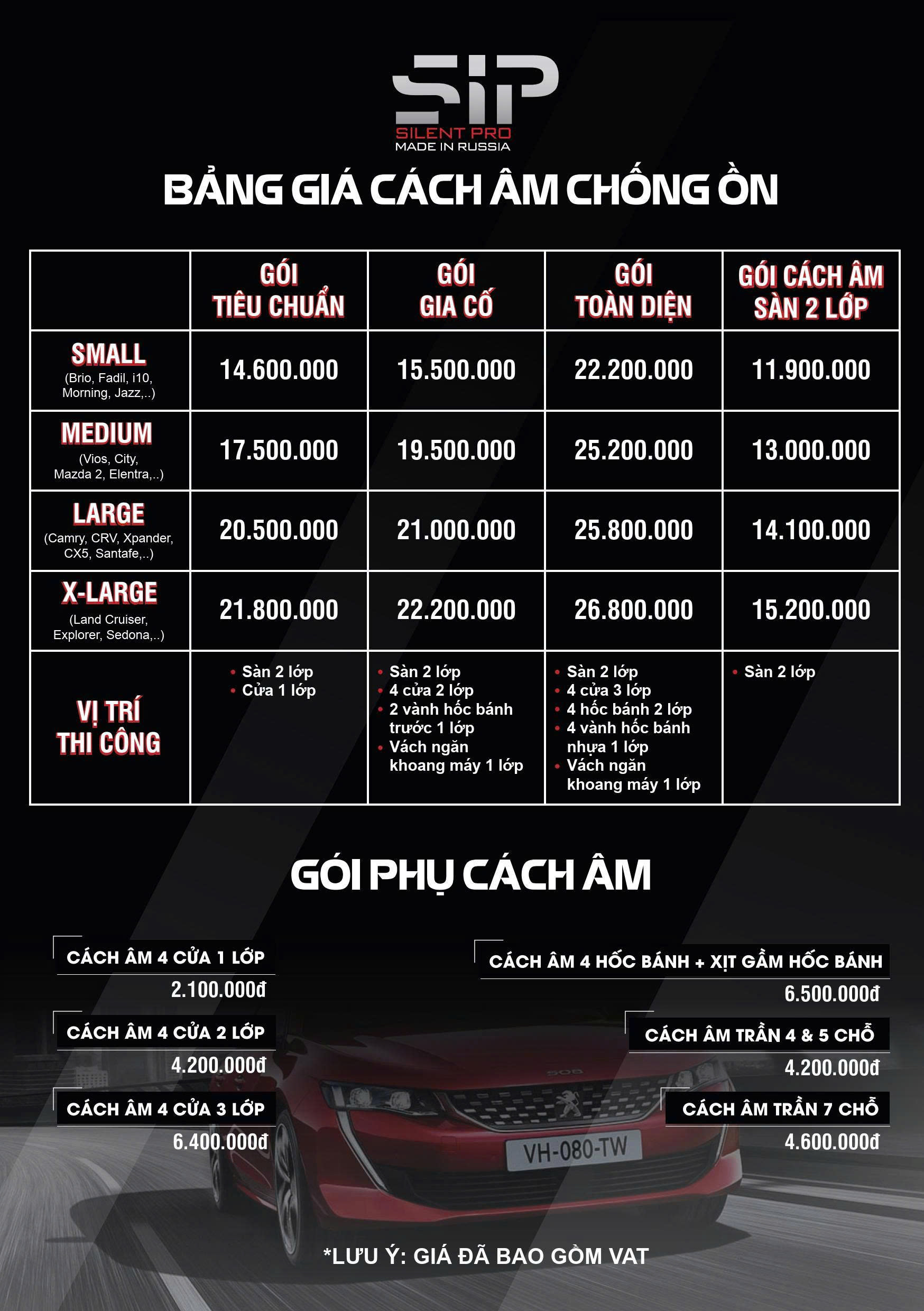 Bảng giá cách âm SIP xe ô tô tại Ninh Thuận hot nhất 2025