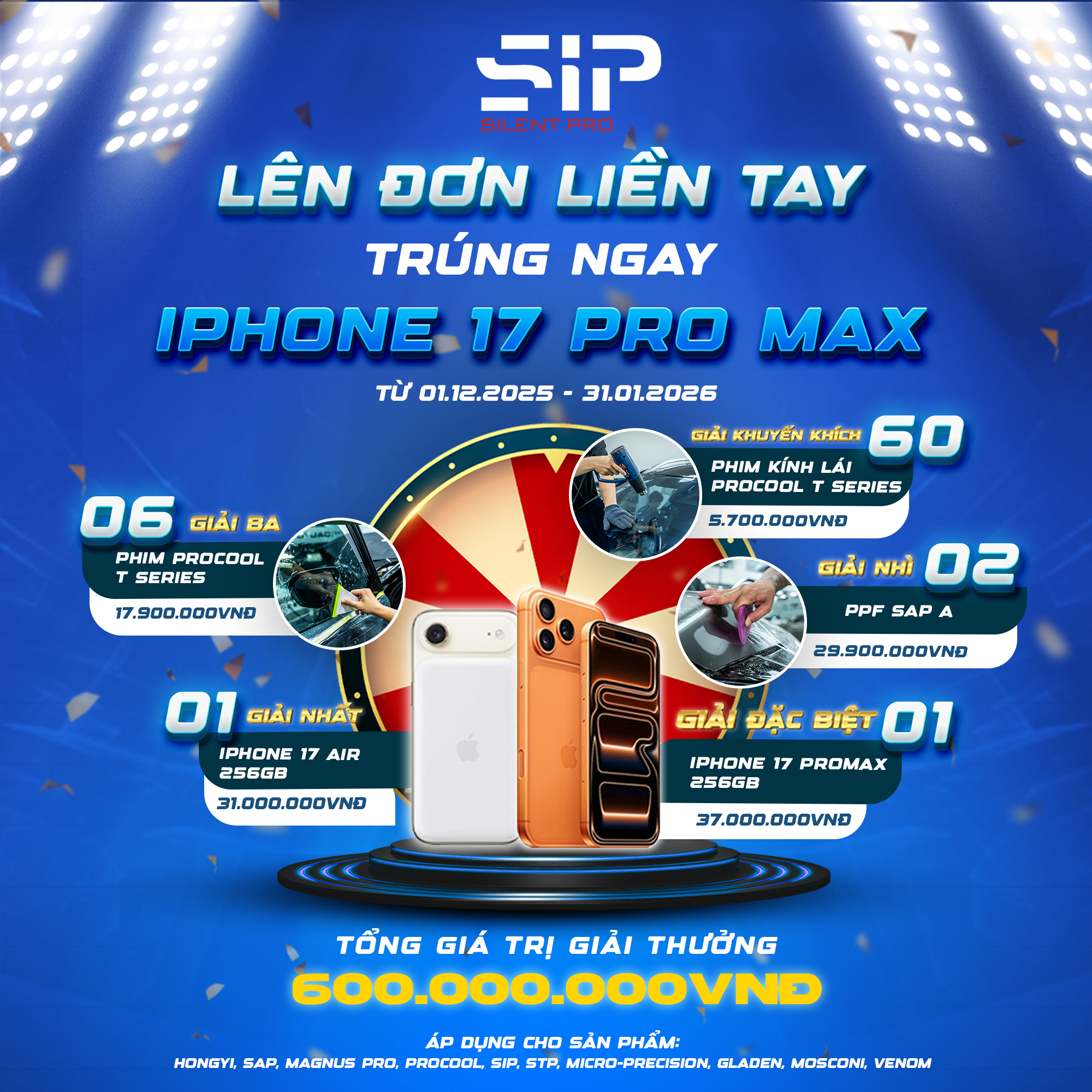 SIP tri ân khách hàng – Lên đơn liền tay, Trúng ngay IPHONE 17 PRO MAX!